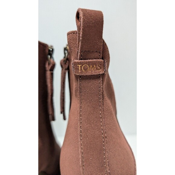 TOMS Sutton Boots Womens Size 8.5 Chestnut Suede Ankle Zip Wedge Heel Shoes NEW - Picture 8 of 15